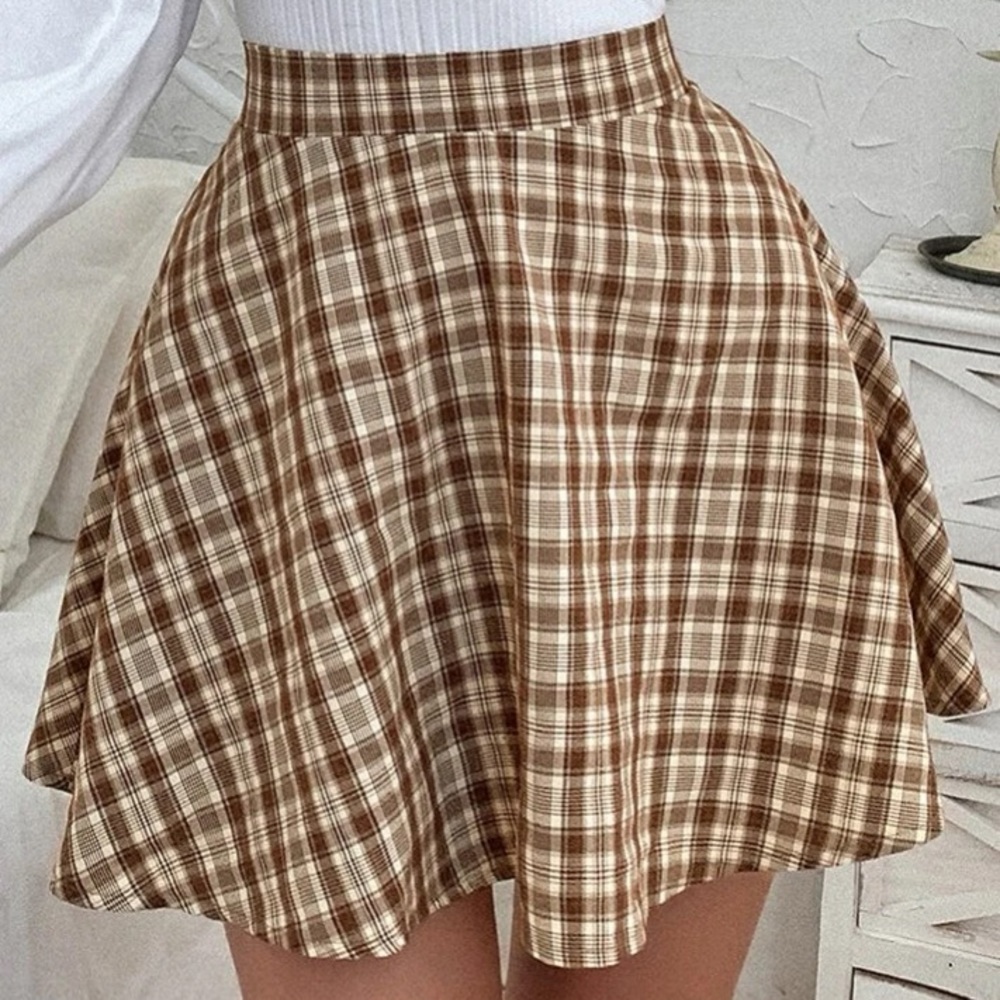 SHEIN Plaid Print Circle Skirt